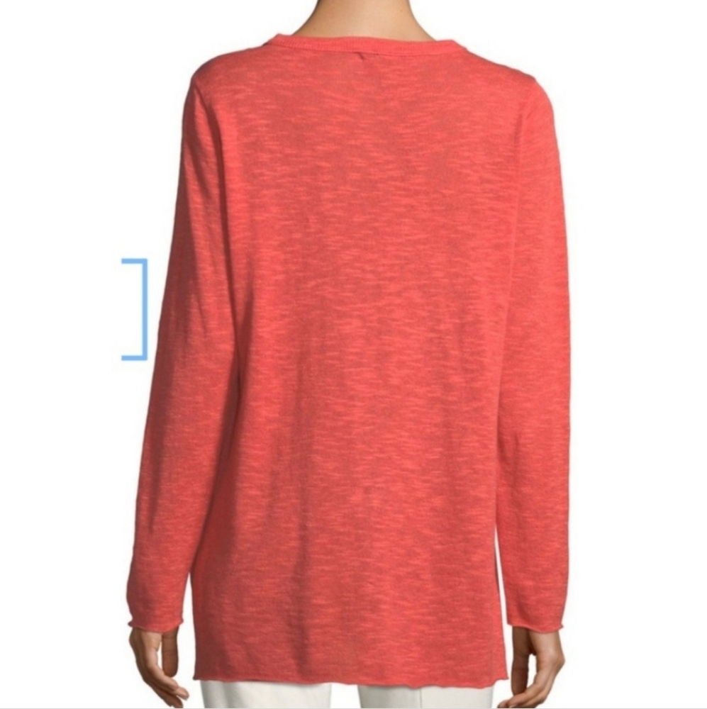 Eileen Fisher Cotton Linen Blend Coral Tunic Long Sleeve Top Size S Oversized - Picture 2 of 7